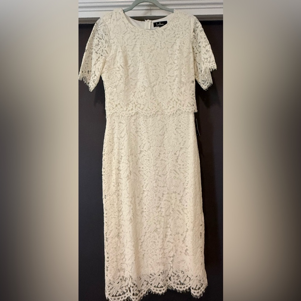 Lulu's Ivory Lace Long Sleeve Dress
